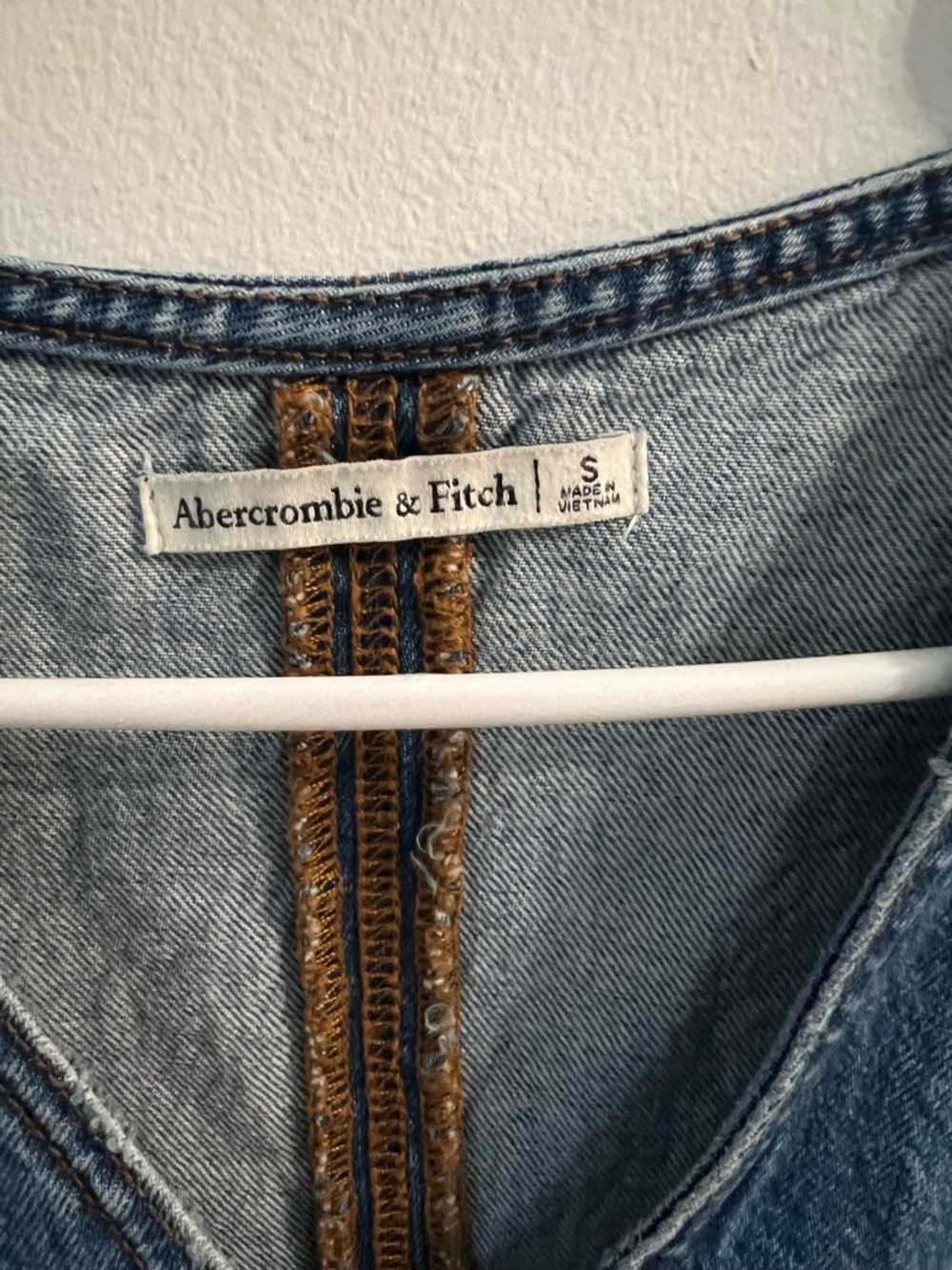 Abercrombie & Fitch Light Blue Denim Vest with Contrast Trim - Picture 2 of 3